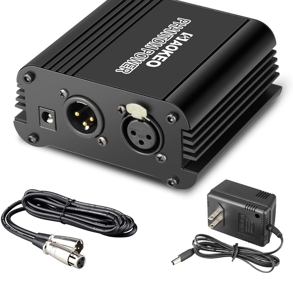 Black Phantom Power Supply for Condenser Microphones
